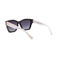 Óculos Flamme polarizado Fuel formato gatinho cor preto e branco com lente fumê
