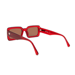 Óculos solar Fuel retangular modelo Mr Pink cor vermelho