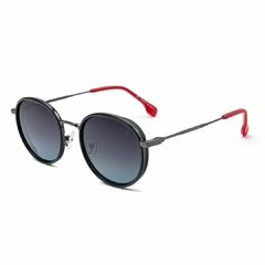 Óculos solar Fuel polarizado redondo modelo Pyce cor preto com vermelho