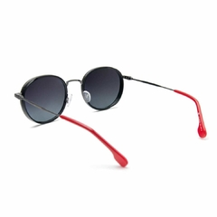 Óculos solar Fuel polarizado redondo modelo Pyce cor preto com vermelho