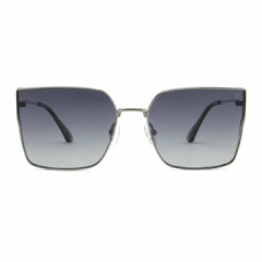 Óculos solar Fuel quadrado, polarizado modelo Nina cor prata com lente degradê cinza