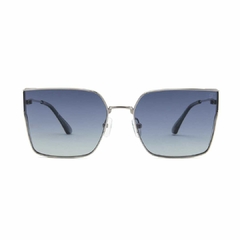 Óculos solar Fuel quadrado, polarizado modelo Nina cor prata com lente degradê azul