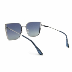 Óculos solar Fuel quadrado, polarizado modelo Nina cor prata com lente degradê azul