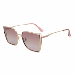 Óculos solar Fuel quadrado, polarizado modelo Nina cor dourado com lente degradê rosa