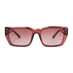 Óculos solar Fuel retangular polarizado modelo Noemi cor vermelho translucido