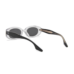 Óculos solar Fuel oval modelo Aretha cor transparente com hastes pretas