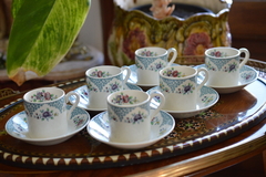 Juego de 6 Tazas con Plato para Café, Loza Copeland Spode England, Pattern Merville Blue C1940 en internet