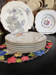 Set Platos para Postre x 6 Porcelana Heinrich H&Co. Selb Bavaria #16530 Christine Deco Floral Vivo en Oro - comprar online