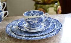 Trio para Te Enoch Wedgwood England, Pattern Woodland y Coaching Days Azul C1960 - comprar online