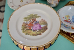 Gran Plato Decorativo Lindolit con Escena Fragonard C1960 en internet