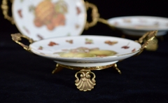 Bombonera de Porcelana Bavaria con Montura en Bronce, Royal Hanover Bavaria Frutas #3 C1950 - Funcy Stuff Antiguedades