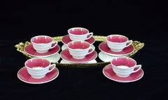 Juego de 6 Tazas para Café con Plato , Ch. Field Havilan Limoges France Bordeaux y Oro C1940