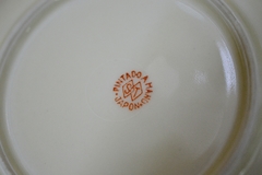 Taza para Te ST Hand Painted Japan Art Deco Marfil Vivo Naranja y Oro C1930