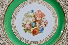 Hermoso Plato Decorativo Thomas Bavaria Bouquet Guarda Verde Filigrana de Oro C1930 - tienda online