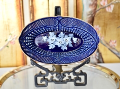 Canasta Bombonera de Porcelana Cluj-Napoca Cobalt Lace Pintada a Mano