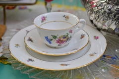 Hermoso Trio para Te Porcelana Francesa Lamotte Bouquet #1 C1945 en internet