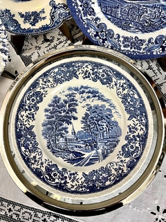 Plato Playo Loza Royal Tudor Ware England Pattern Olde England Azul C1960 - Funcy Stuff Antiguedades