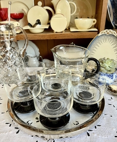 Set Jarra + 5 Vasos de Cristal Clear & Black Diseño Mid Century Retro Vintage - comprar online