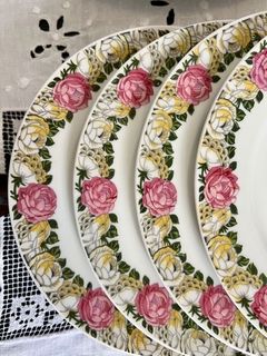 Set Masitero con 8 Platos Porcelana Raynaud & Co. Limoges Art Deco Guarda de Rosas Vivo Oro C1919-1928 - Funcy Stuff Antiguedades