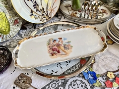 Bandeja Budinera o Sandwichs Porcelana Victoria Czechoslovakia Escena Clasica C1918 - comprar online