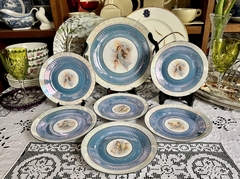 Set Masitero con 6 Platos PorzellanFabrik Moschendorf Bavaria C1910-1920 LustreWare