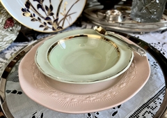 Bowls Dulcero de Loza Inglesa Grindley Amond Petal Vivo Oro C1936