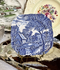 Plato Postre Johnson Bros England Pattern WaterMill Blue C1960