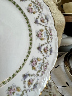 Plato Playo Porcelana Jean Pouyat Limoges France Doble guarda Floral C1906 - Funcy Stuff Antiguedades