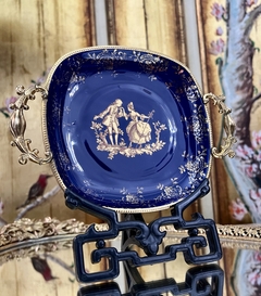 Bombonera o Despojador de joyas Veritable Porcelain D'Art Limoges France Cobalto y Oro