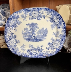 Imagen de Fuente de Loza Inglesa Allertons China Blue 6 White Tranferware Kenilworth C1930