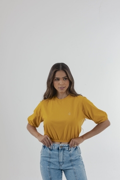 CROPPED ELÁSTICO NA CINTURA | MOSTARDA - comprar online