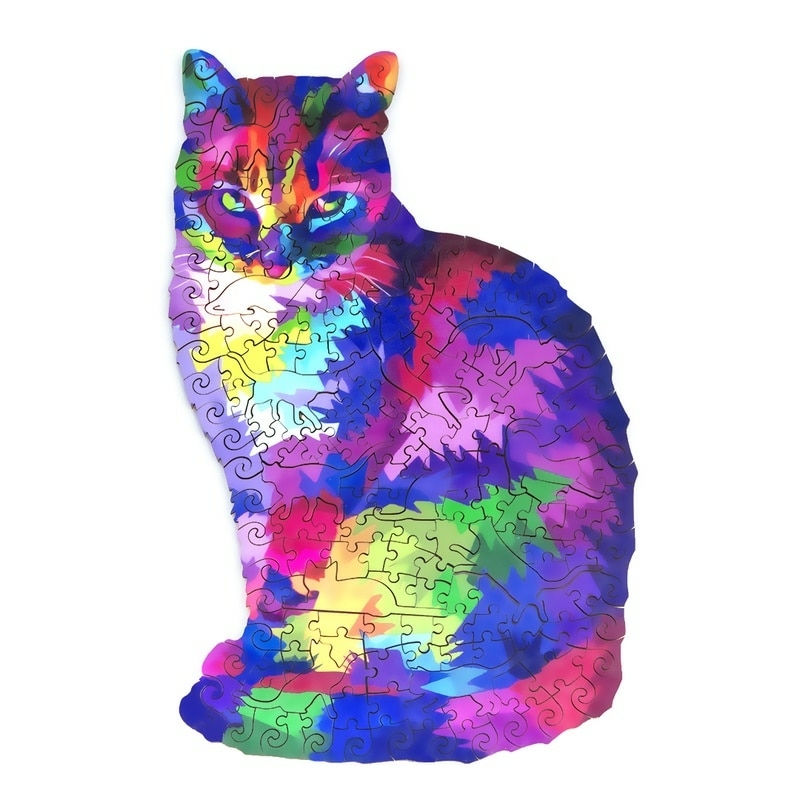 Quebra-Cabeça de Madeira 3D - Gato