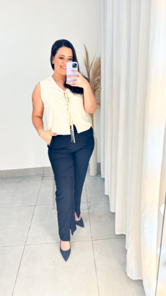 BLUSA REGATA CREME COM AMARRAÇÃO - BRUNA - My Closet por Tatiane Lima