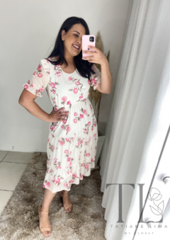 VESTIDO MIDI EM TULE FLORAL - RUTH - comprar online