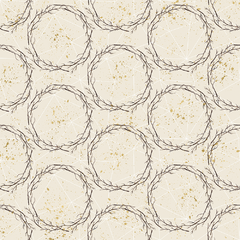 Tecido Tricoline digital 100% algodão - Cream Branches Circles - Fabricart