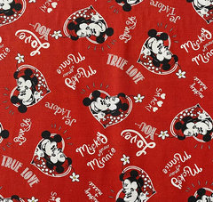 Tecido Tricoline 100% algodão - Mickey e Minnie True love