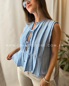 Blusa Gren lino celeste