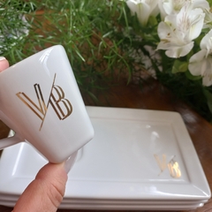 Xícara Café Plateau White com Pires 65ml Personalizada (logo dourado+preto -2x) - comprar online