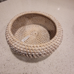 Bowl Bandeja rattan curva blanca 20cm