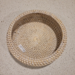 Bowl Bandeja rattan curva blanca 22cm - kazaru