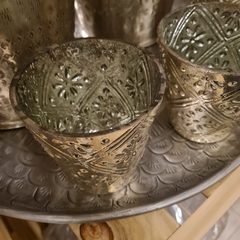 Vaso posavela vidrio plata vasito grande - comprar online