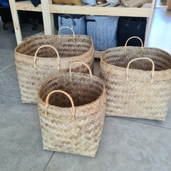 Canasto de Bambú cuadrados grande 50cm - comprar online