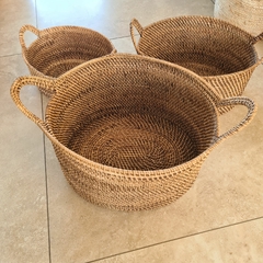 Canasto de Rattan oval con manijas grande 50cm