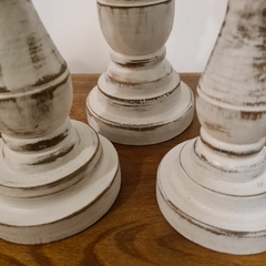 Set de 3 candelabros de madera blancos 20cm 25cm 30cm - comprar online