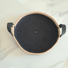 Cesto de Cuerdas combinado negro circular 30x5cm - comprar online