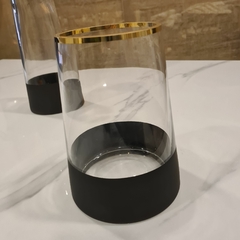Florero conico base negra vidrio transparente 19cm - tienda online