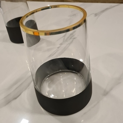 Florero conico base negra vidrio transparente 19cm - kazaru