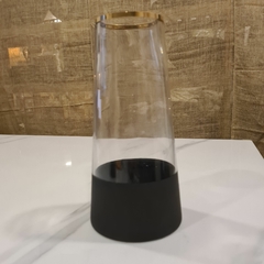 Florero conico base negra vidrio transparente 25cm - comprar online