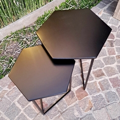 Juego de mesas nido hexagonales hierro negras - tienda online