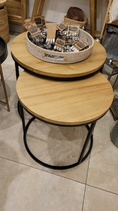 Imagen de Juego de mesas nido ratonas circulares tapa madera 50x47 60x52cm